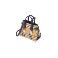 Sac The Baby Banner en tissu Vintage check et cuir - Regency Blue