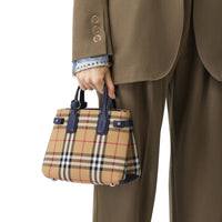 Sac The Baby Banner en tissu Vintage check et cuir - Regency Blue