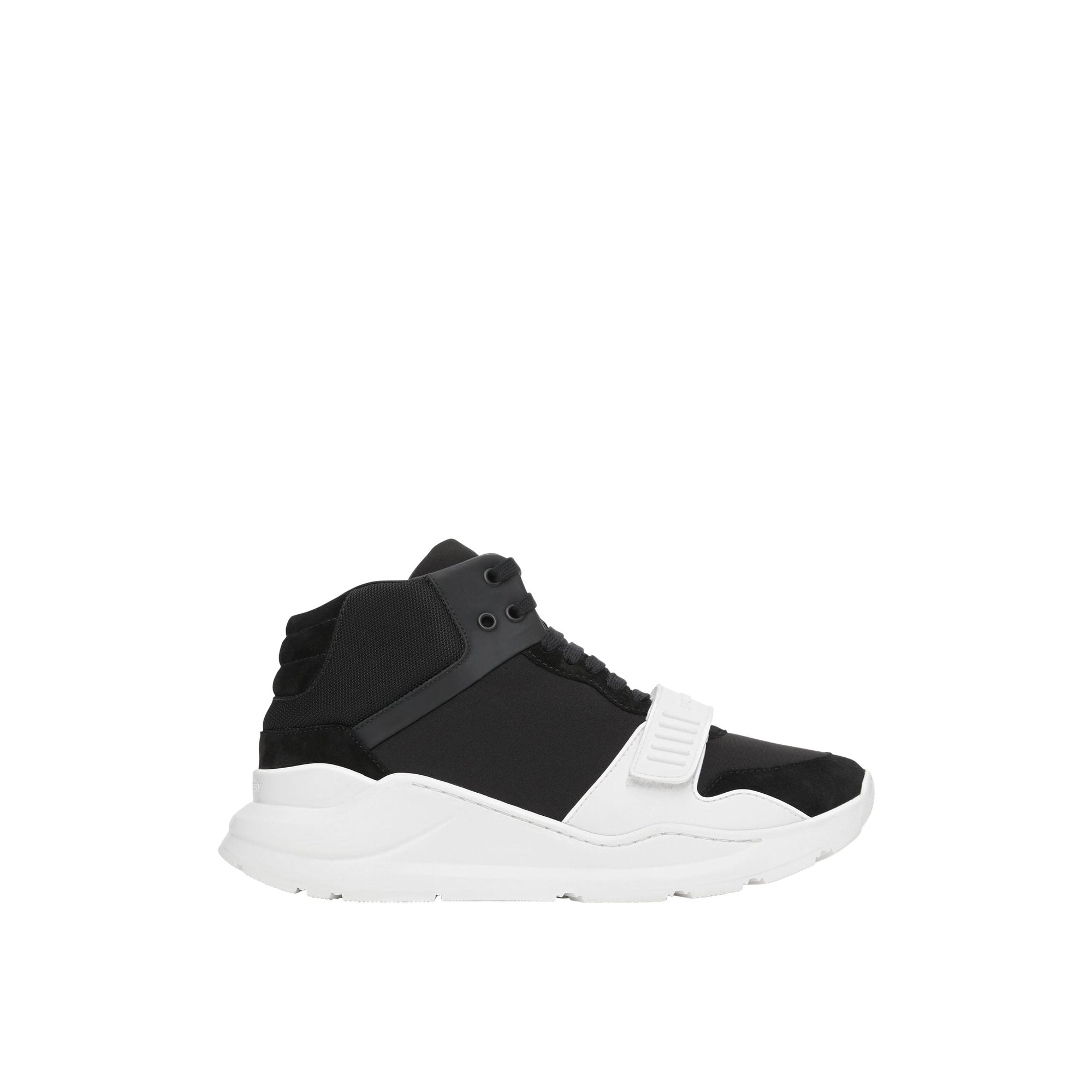 Sneakers montantes en néoprène et cuir velours - Black & Optic White
