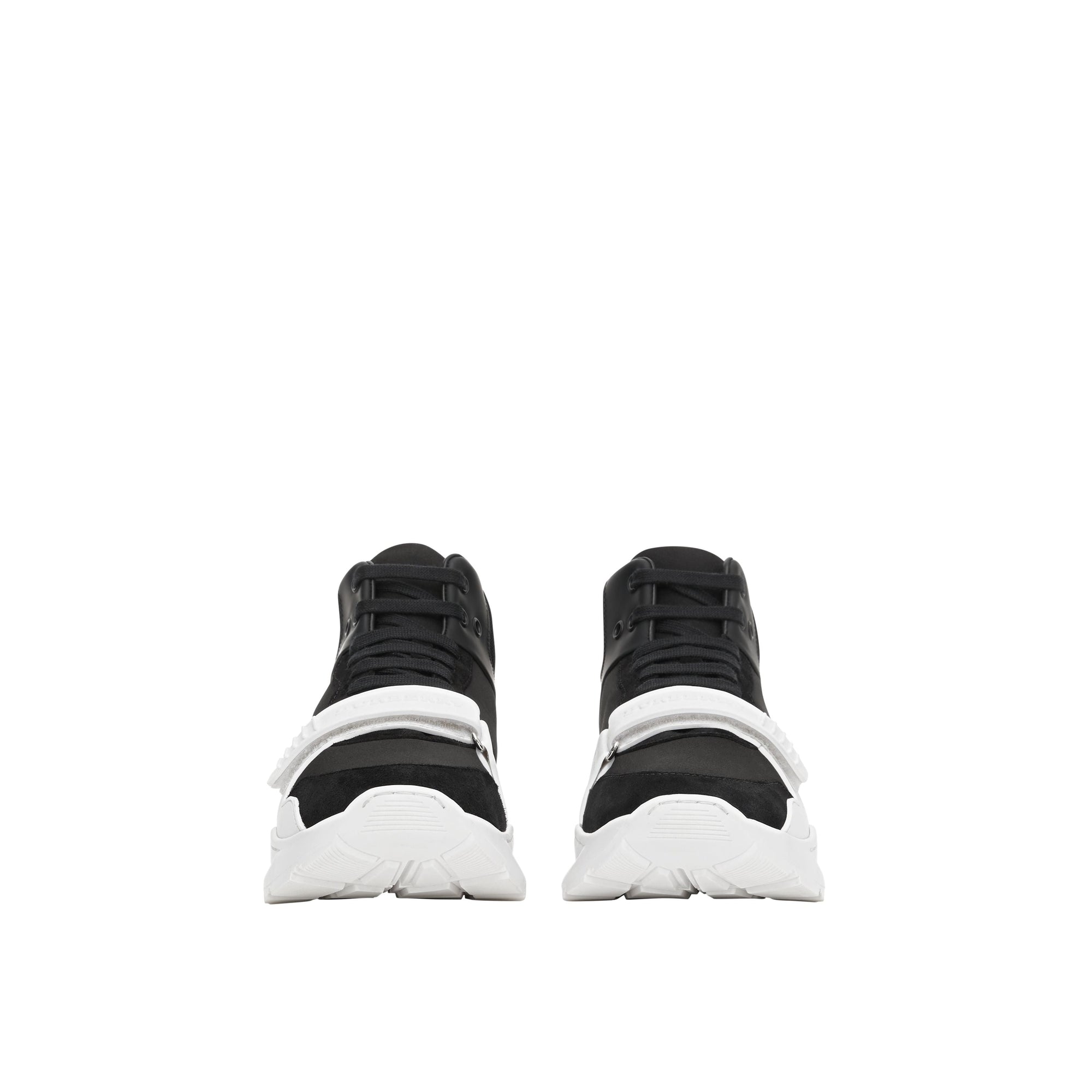Sneakers montantes en néoprène et cuir velours - Black & Optic White