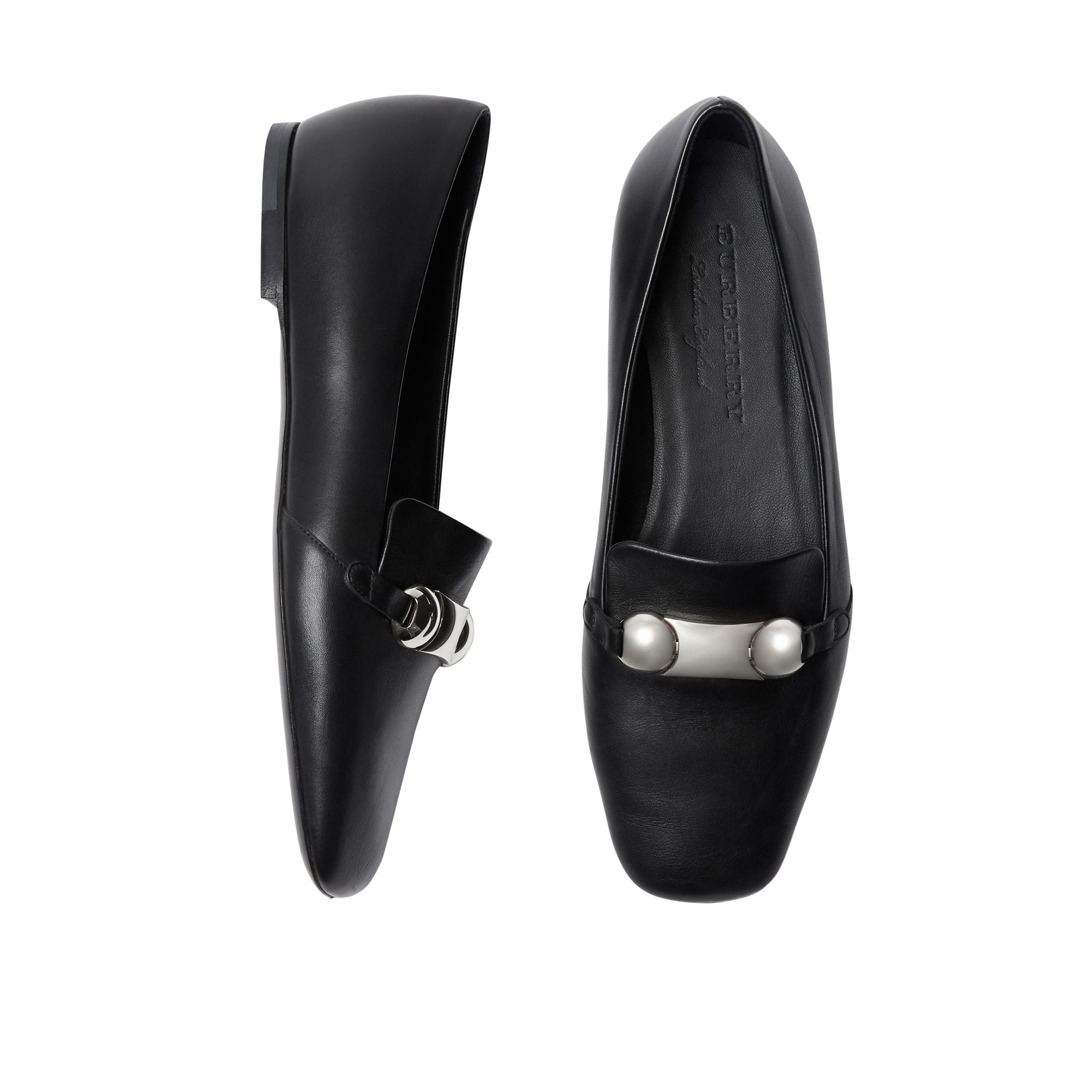 Mocassins en cuir avec bride cloutée - Black
