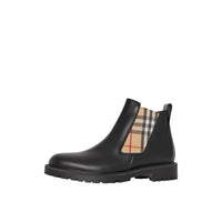 Bottines Chelsea en cuir avec Vintage check - Black