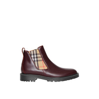 Bottines Chelsea en cuir avec détails Vintage check - Oxblood