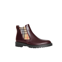 Bottines Chelsea en cuir avec détails Vintage check - Oxblood