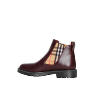 Bottines Chelsea en cuir avec détails Vintage check - Oxblood