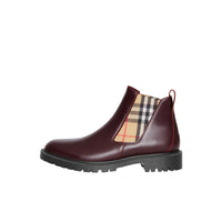 Bottines Chelsea en cuir avec détails Vintage check - Oxblood