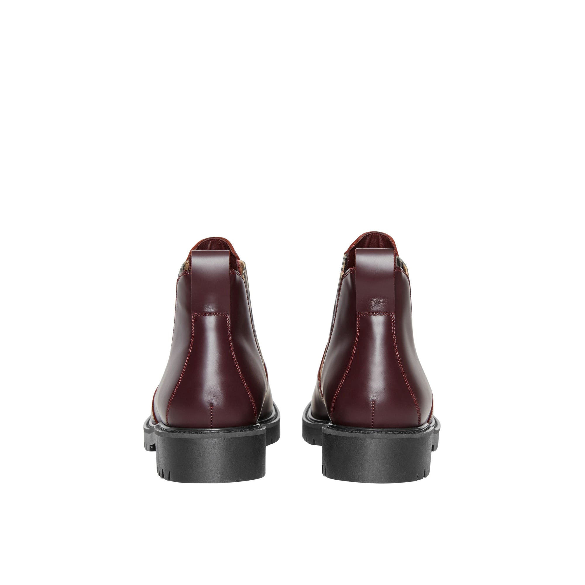 Bottines Chelsea en cuir avec détails Vintage check - Oxblood