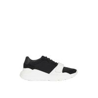 Sneakers en cuir velours néoprène et cuir - Black & Optic White