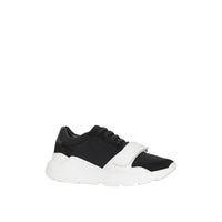Sneakers en cuir velours néoprène et cuir - Black & Optic White