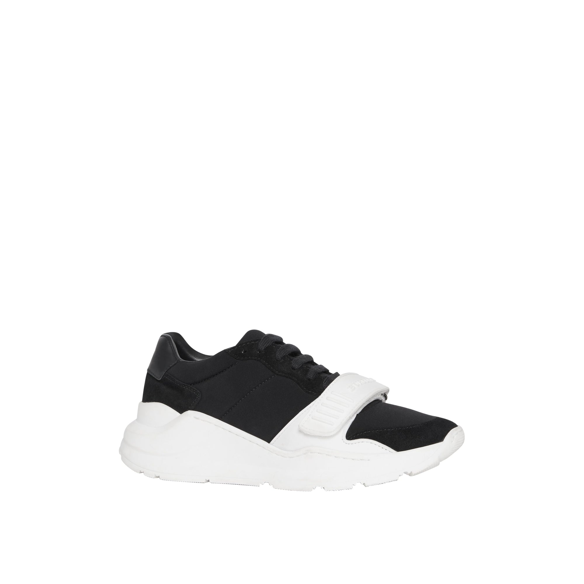 Sneakers en cuir velours néoprène et cuir - Black & Optic White