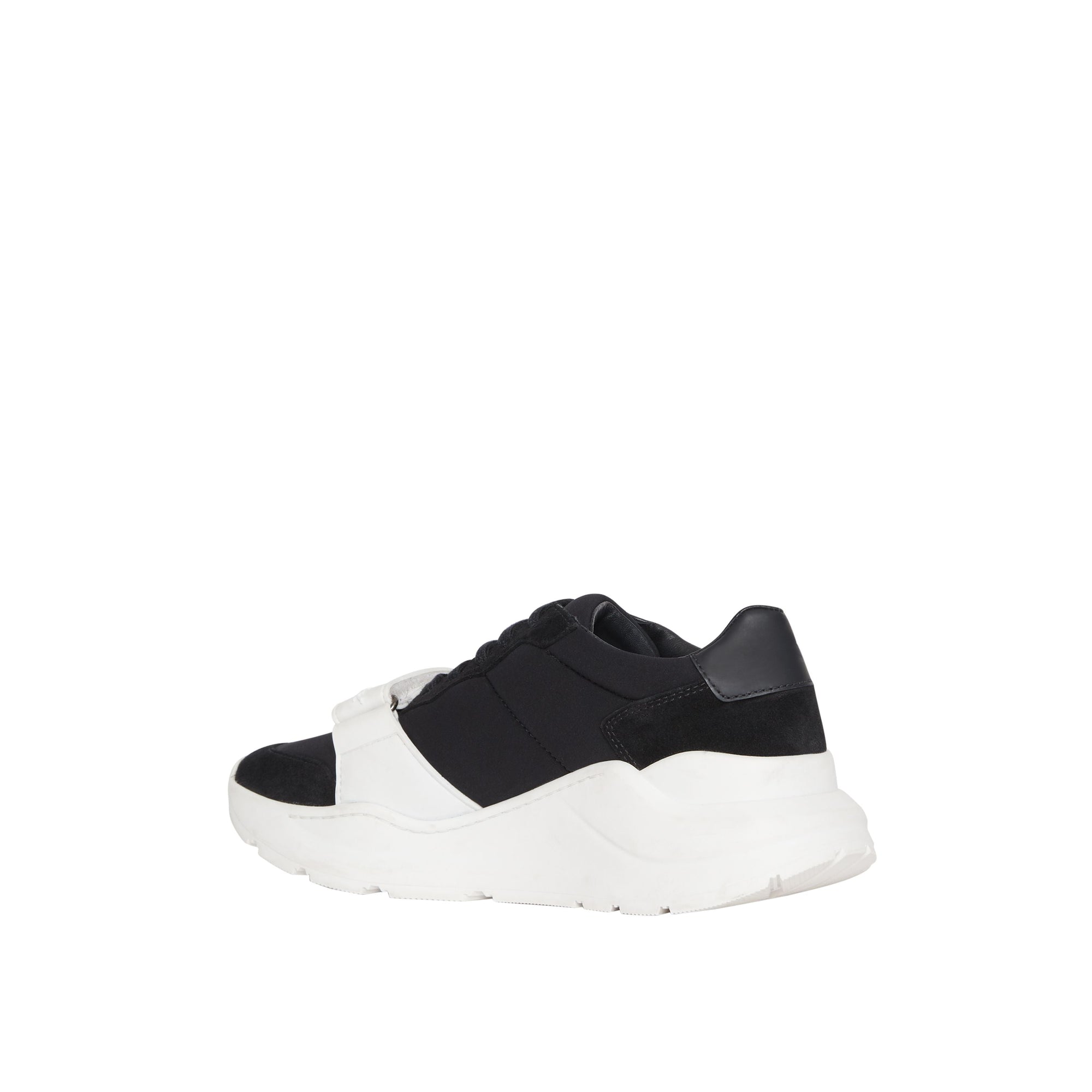 Sneakers en cuir velours néoprène et cuir - Black & Optic White