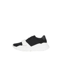 Sneakers en cuir velours néoprène et cuir - Black & Optic White