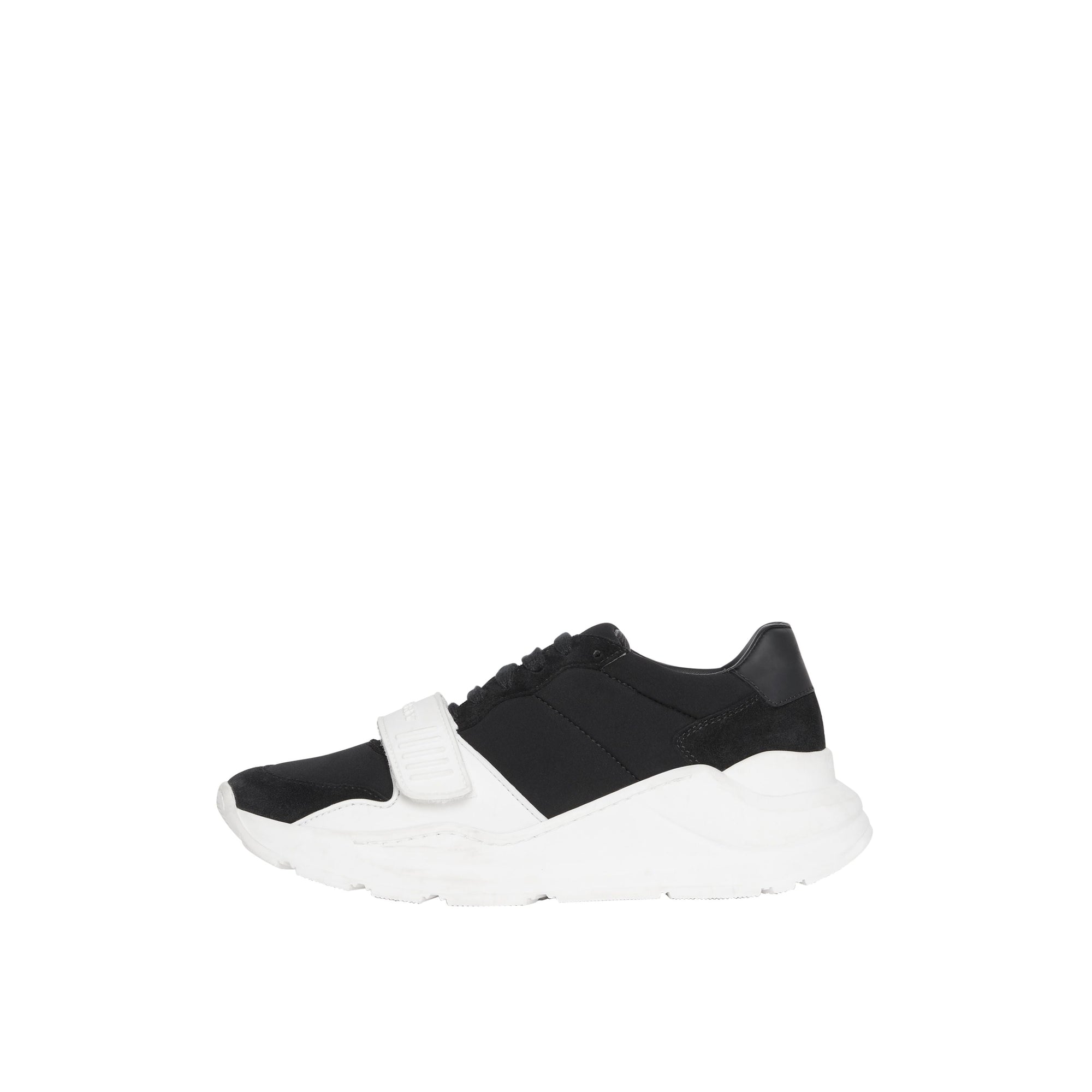 Sneakers en cuir velours néoprène et cuir - Black & Optic White
