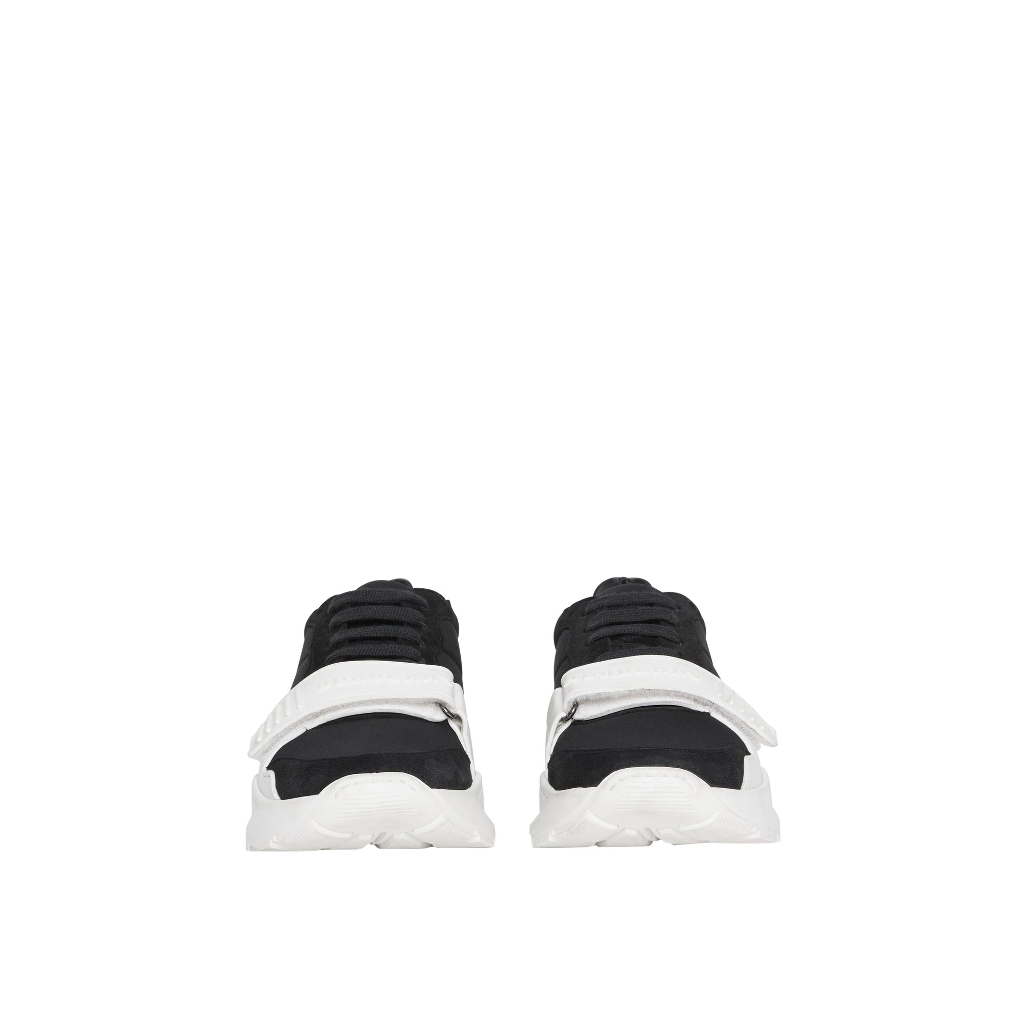 Sneakers en cuir velours néoprène et cuir - Black & Optic White