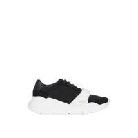 Sneakers en cuir velours néoprène et cuir - Black & Optic White