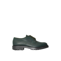 Chaussures de style derby en cuir grainé avec détails richelieu - Deep Viridian Green