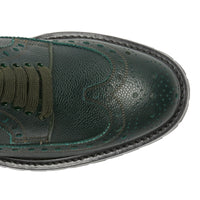 Chaussures de style derby en cuir grainé avec détails richelieu - Deep Viridian Green