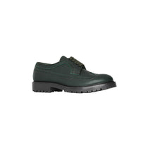 Chaussures de style derby en cuir grainé avec détails richelieu - Deep Viridian Green