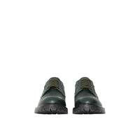 Chaussures de style derby en cuir grainé avec détails richelieu - Deep Viridian Green