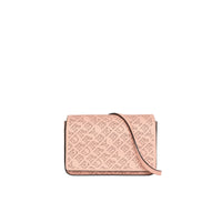 Portefeuille en cuir avec logo perforé et sangle amovible - Pale Fawn Pink