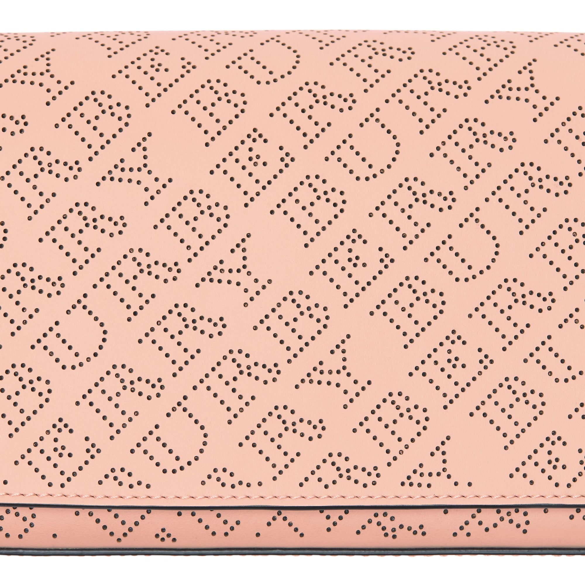 Portefeuille en cuir avec logo perforé et sangle amovible - Pale Fawn Pink