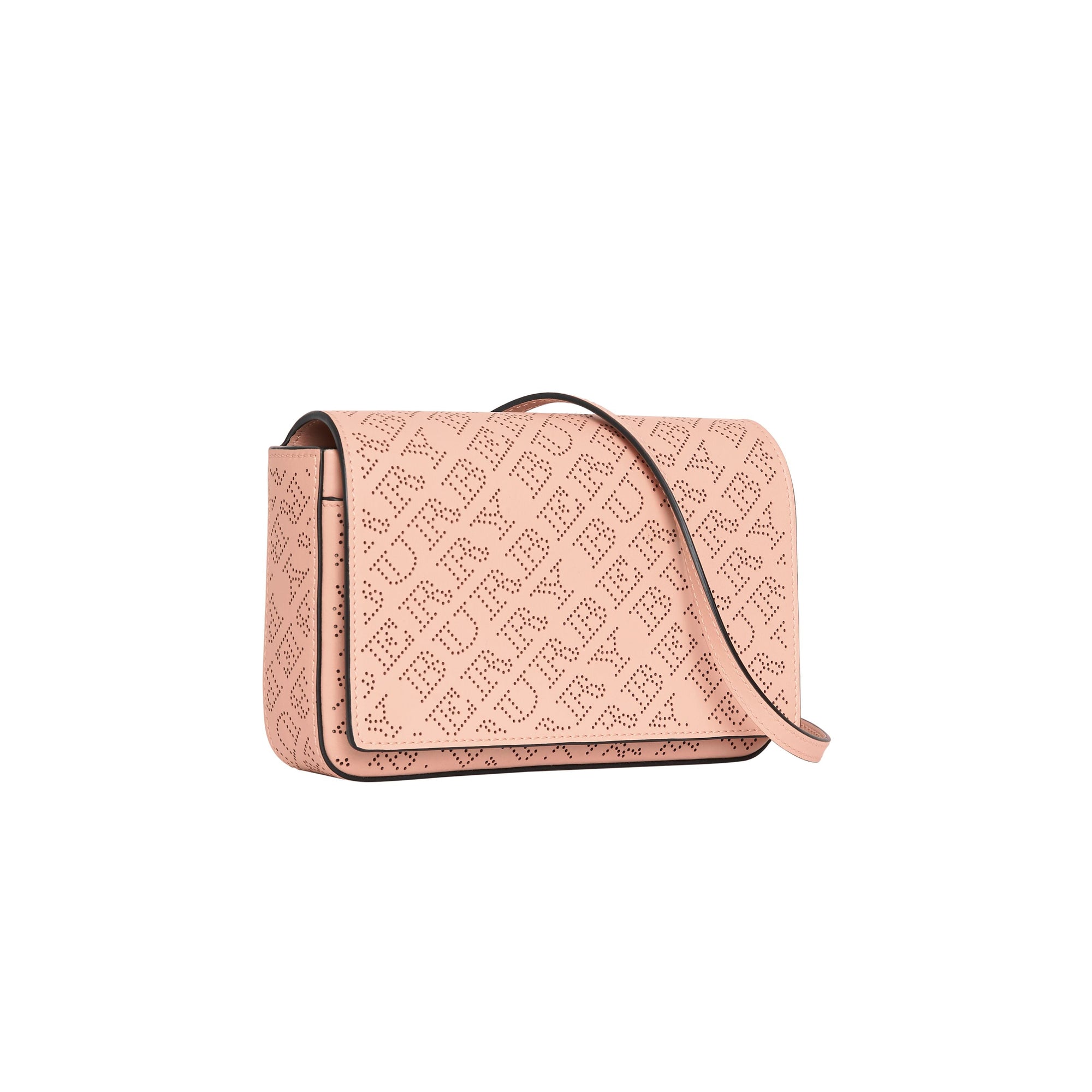 Portefeuille en cuir avec logo perforé et sangle amovible - Pale Fawn Pink