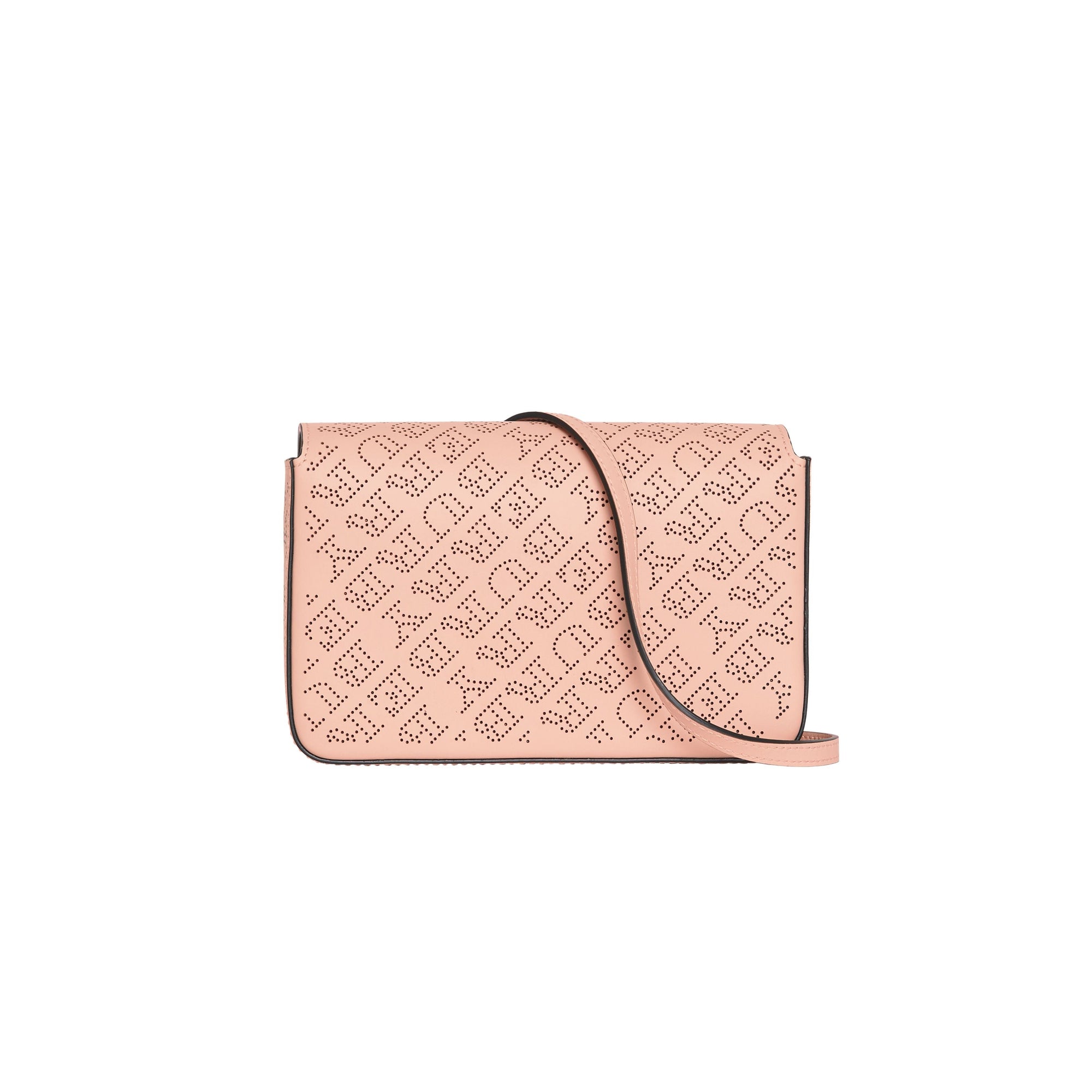 Portefeuille en cuir avec logo perforé et sangle amovible - Pale Fawn Pink
