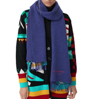 Écharpe brodée en cachemire molletonné - Bright Navy