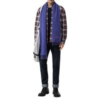 Écharpe brodée en cachemire molletonné - Bright Navy