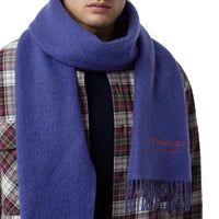 Écharpe brodée en cachemire molletonné - Bright Navy