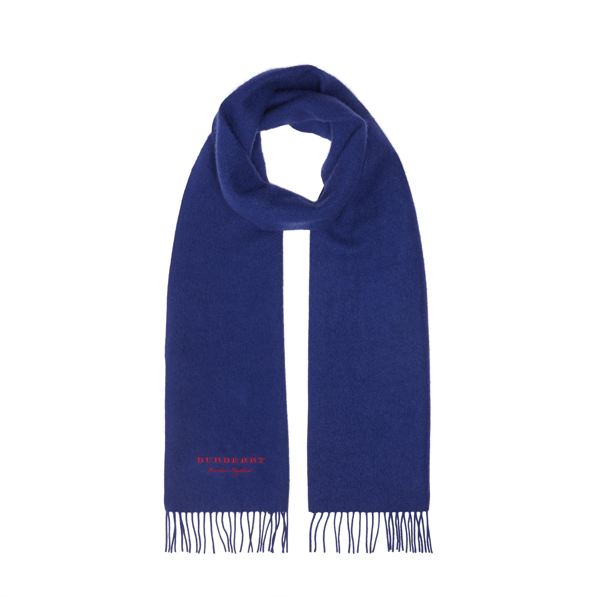 Écharpe brodée en cachemire molletonné - Bright Navy