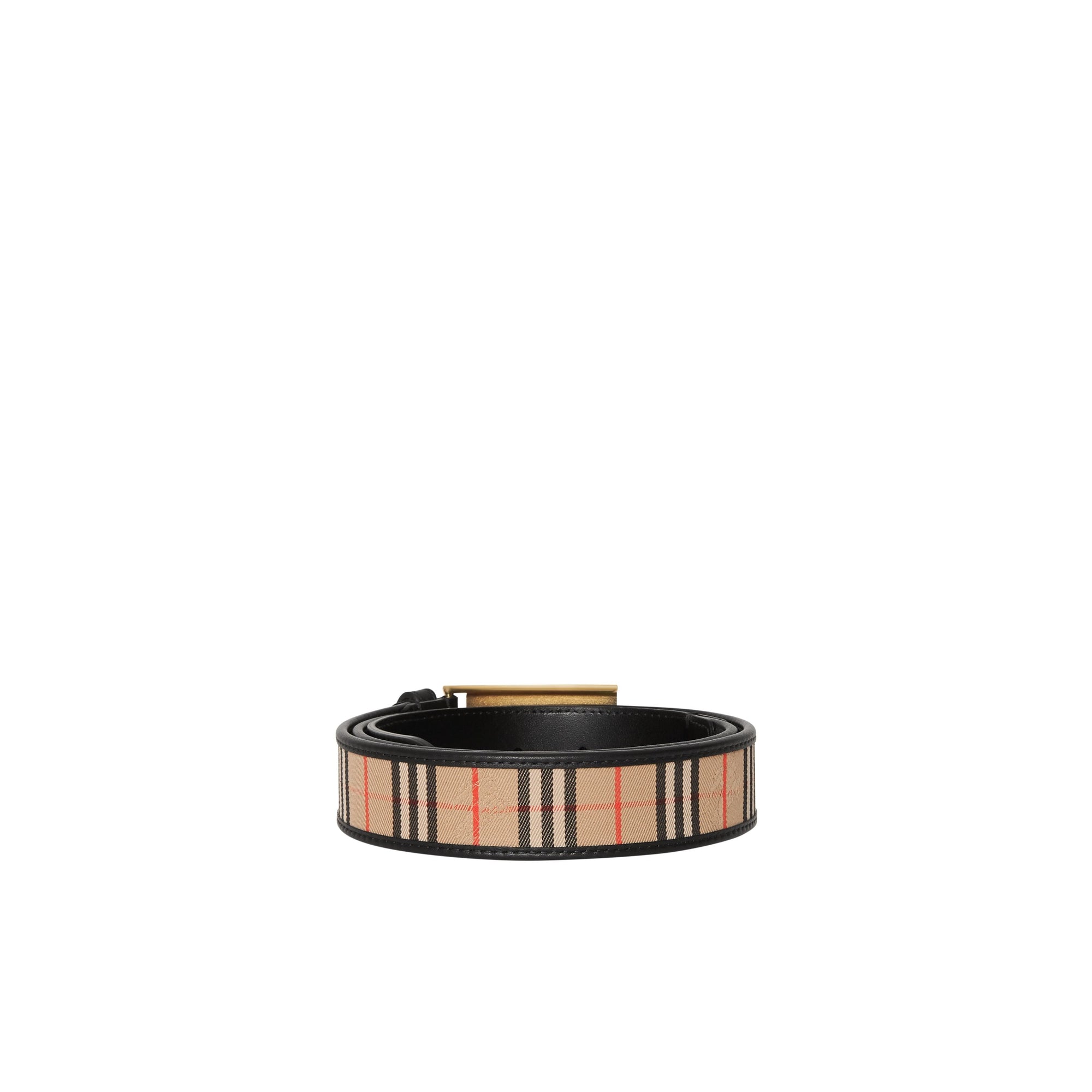 Ceinture en cuir à motif check de 1983 avec boucle plaque - Black