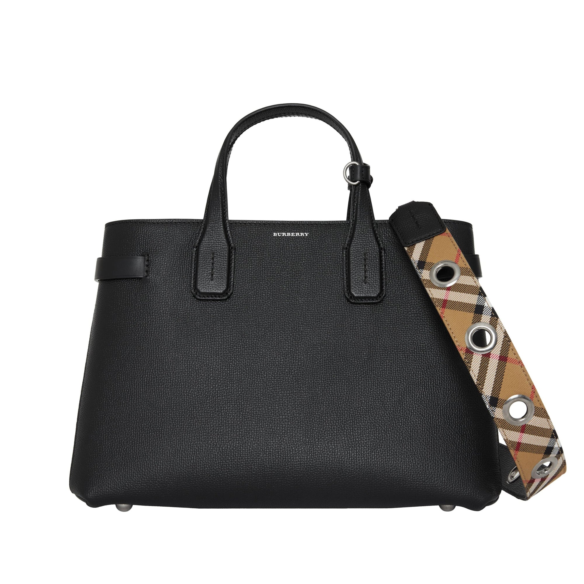 Sac The Banner moyen en cuir avec sangle à œillets - Black