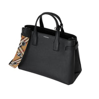 Sac The Banner moyen en cuir avec sangle à œillets - Black