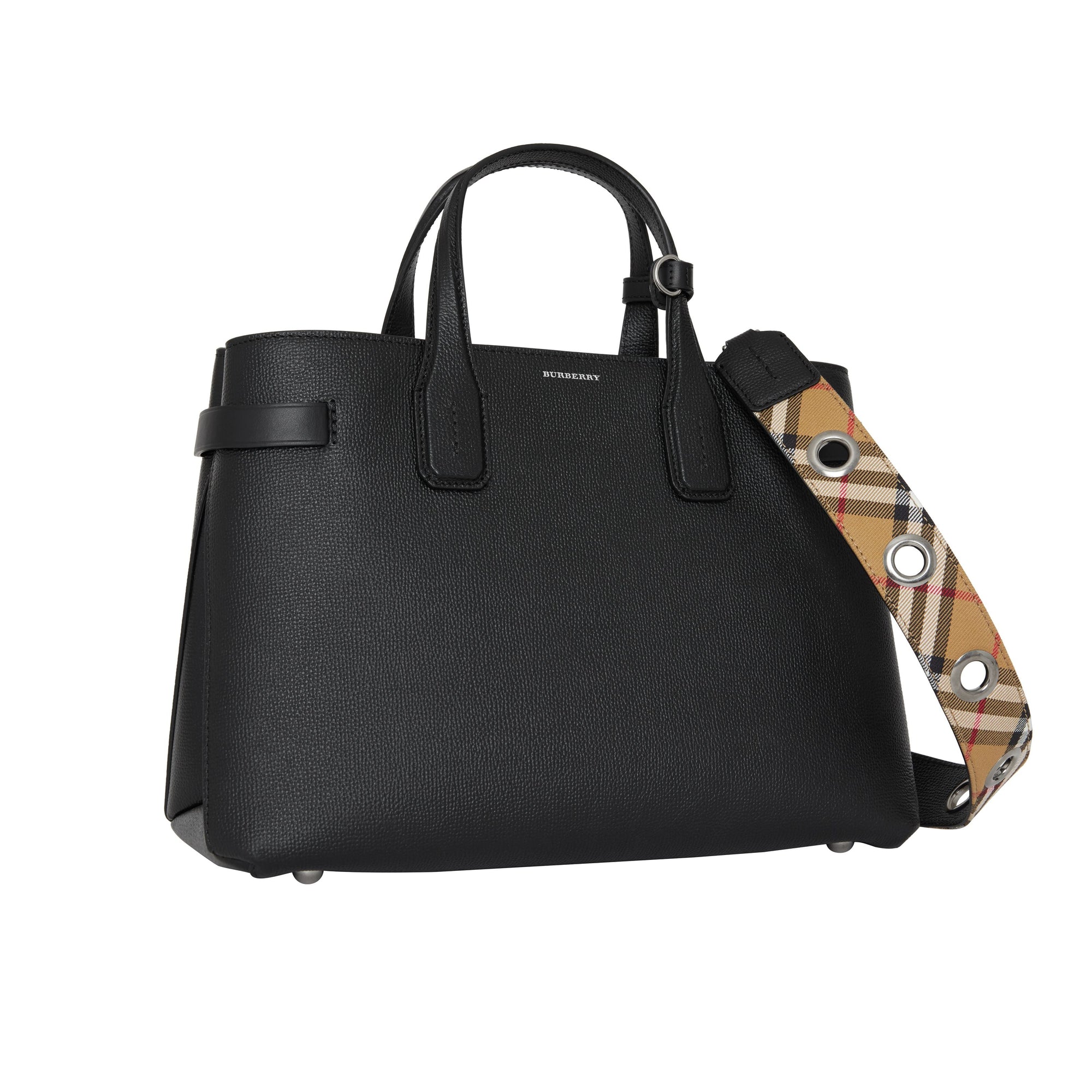 Sac The Banner moyen en cuir avec sangle à œillets - Black