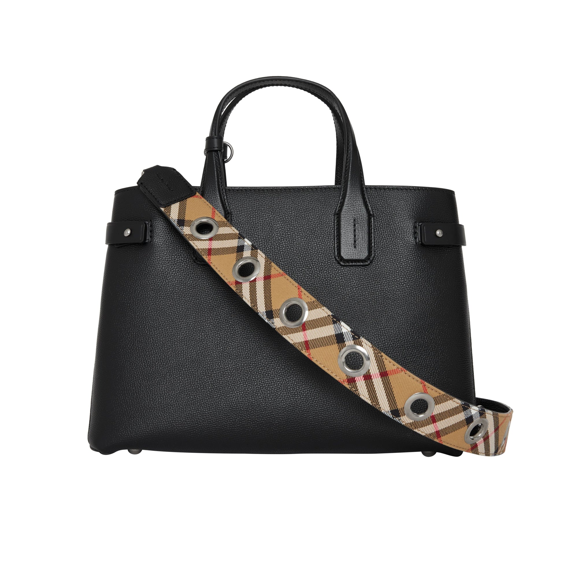 Sac The Banner moyen en cuir avec sangle à œillets - Black