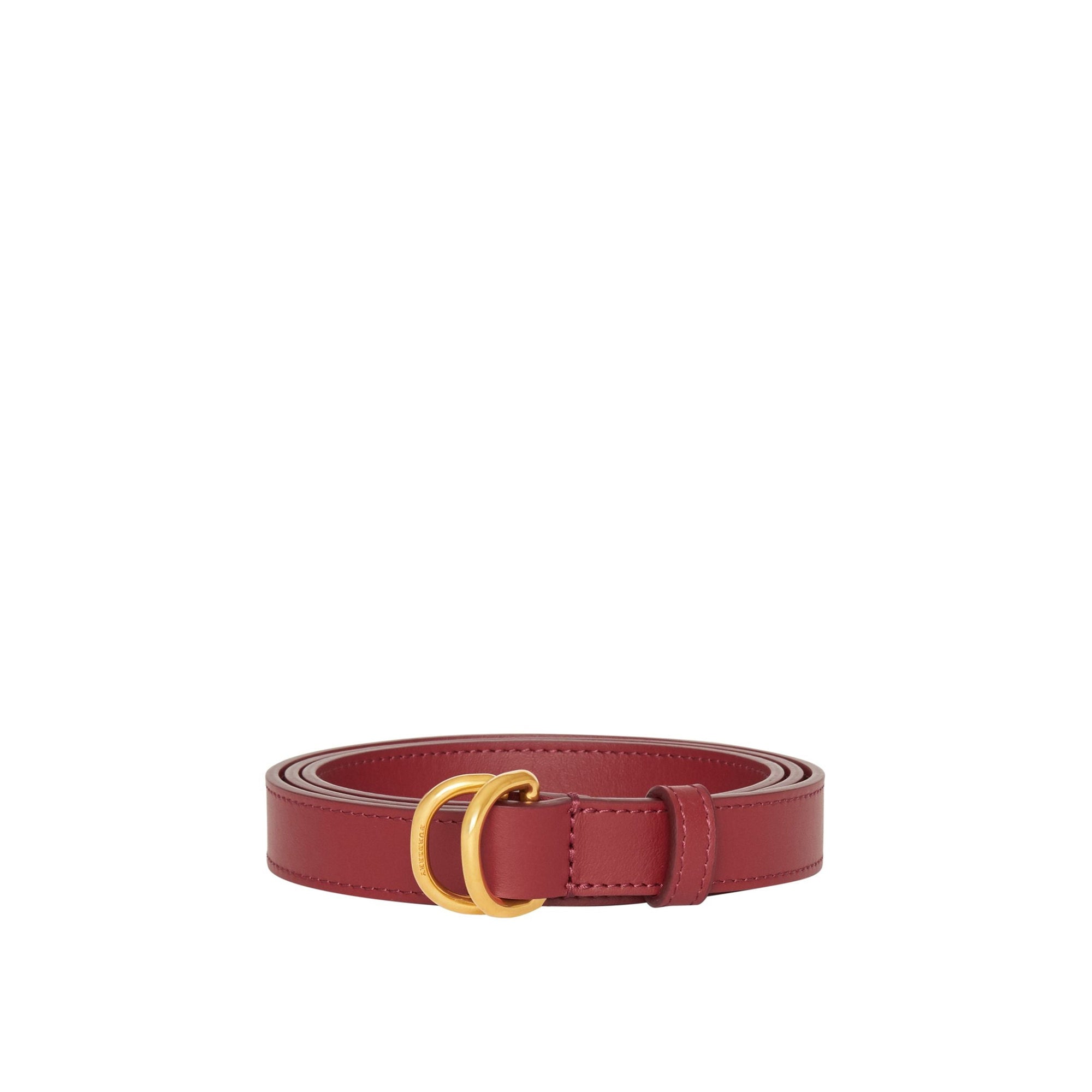 Ceinture fine en cuir à double boucle en D - Crimson