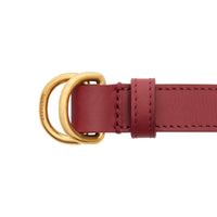 Ceinture fine en cuir à double boucle en D - Crimson