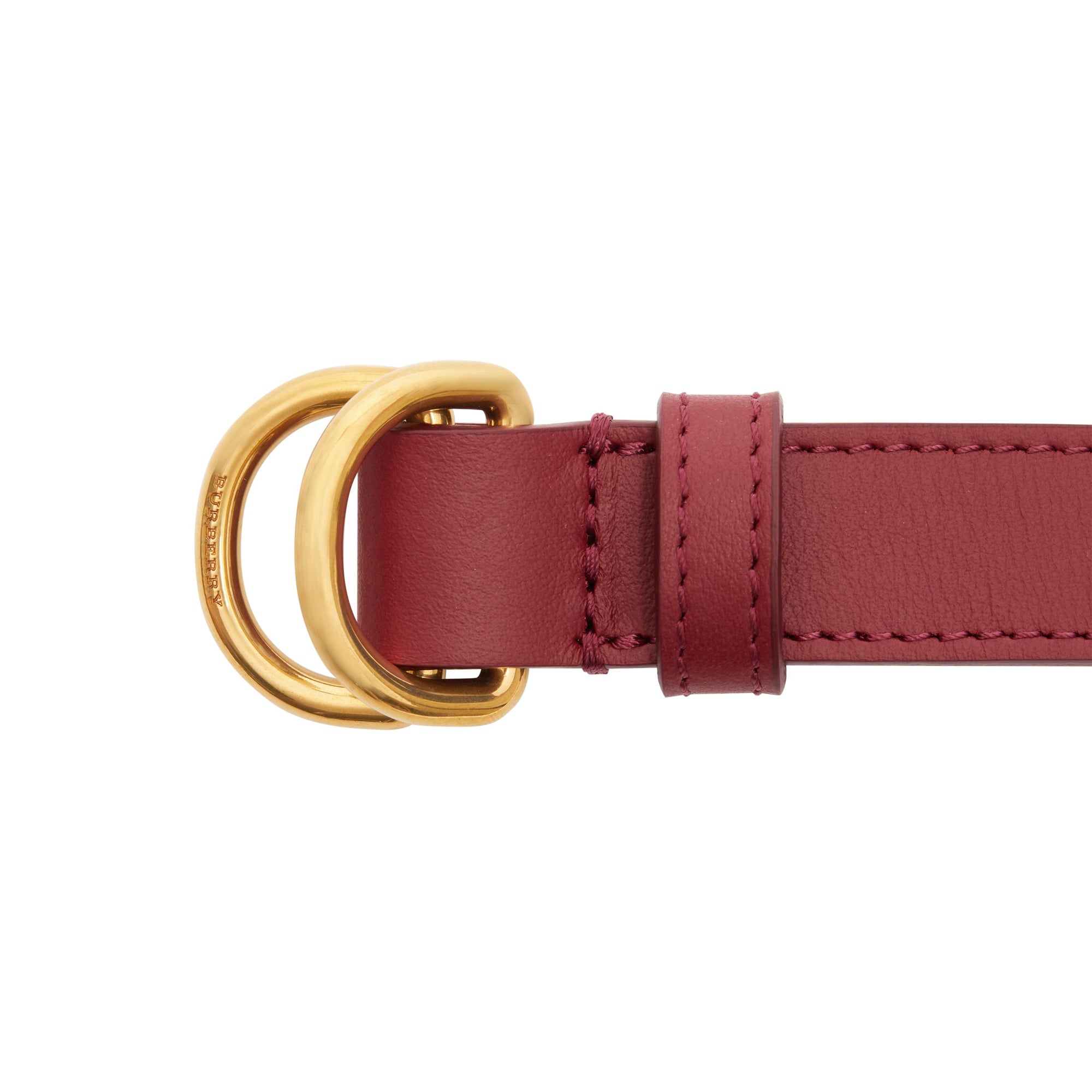 Ceinture fine en cuir à double boucle en D - Crimson