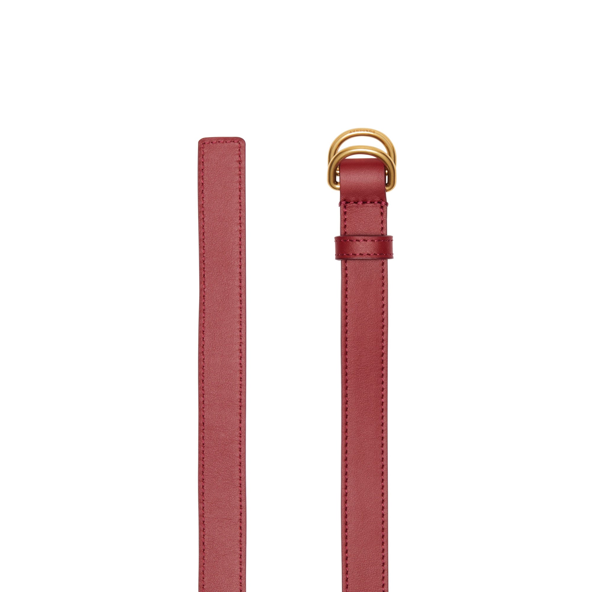 Ceinture fine en cuir à double boucle en D - Crimson