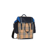 Sac à dos en cuir à motif Vintage check color-block - Navy