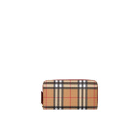 Portefeuille zippé en cuir et à motif Vintage check - Crimson