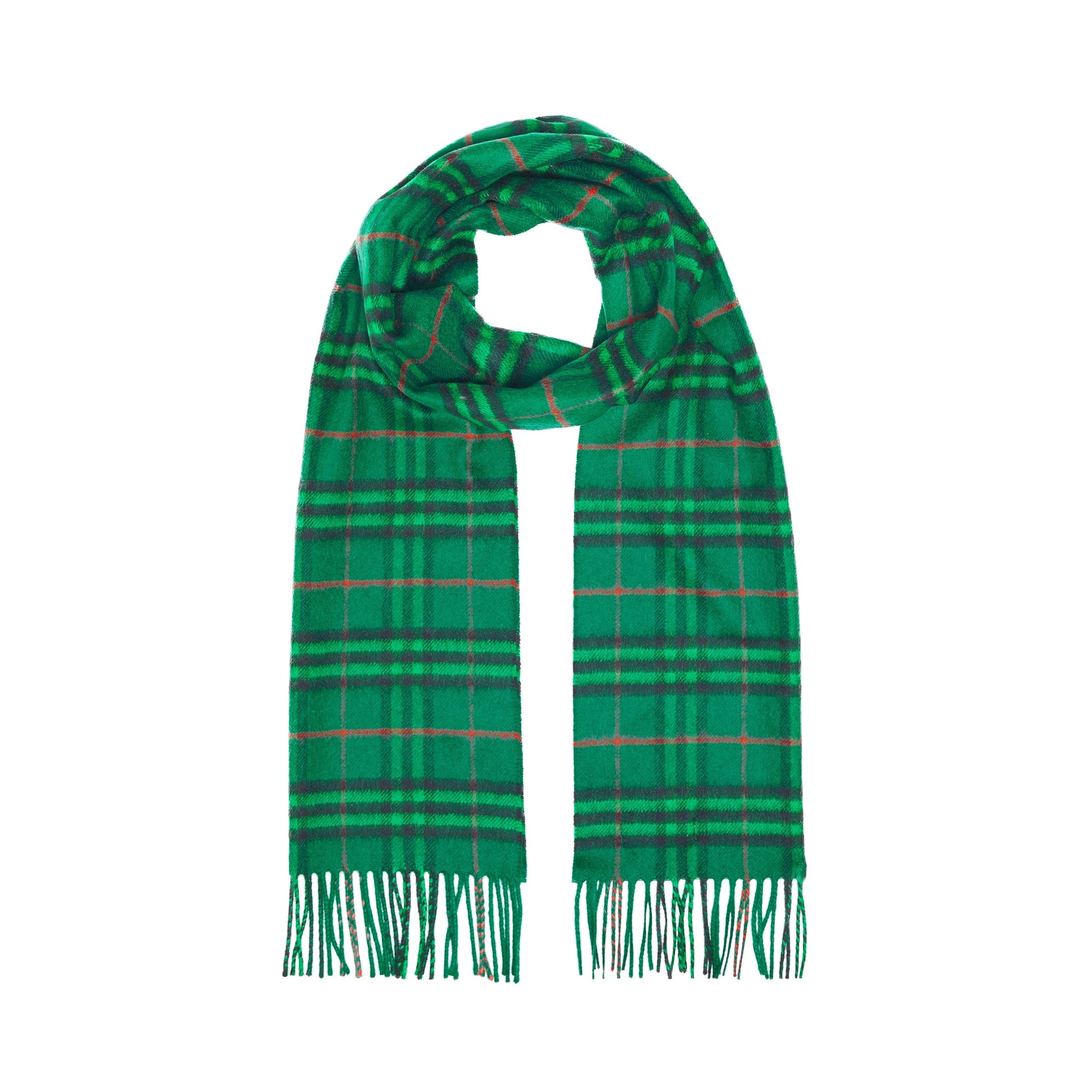 Écharpe classique en cachemire à motif Vintage check - Viridian Green