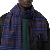 Écharpe classique en cachemire à motif Vintage check - Bright Navy