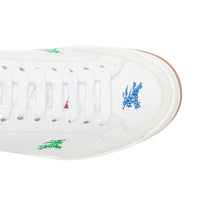 Sneakers en cuir avec emblème du Cavalier brodé - Optic White & Multicolour