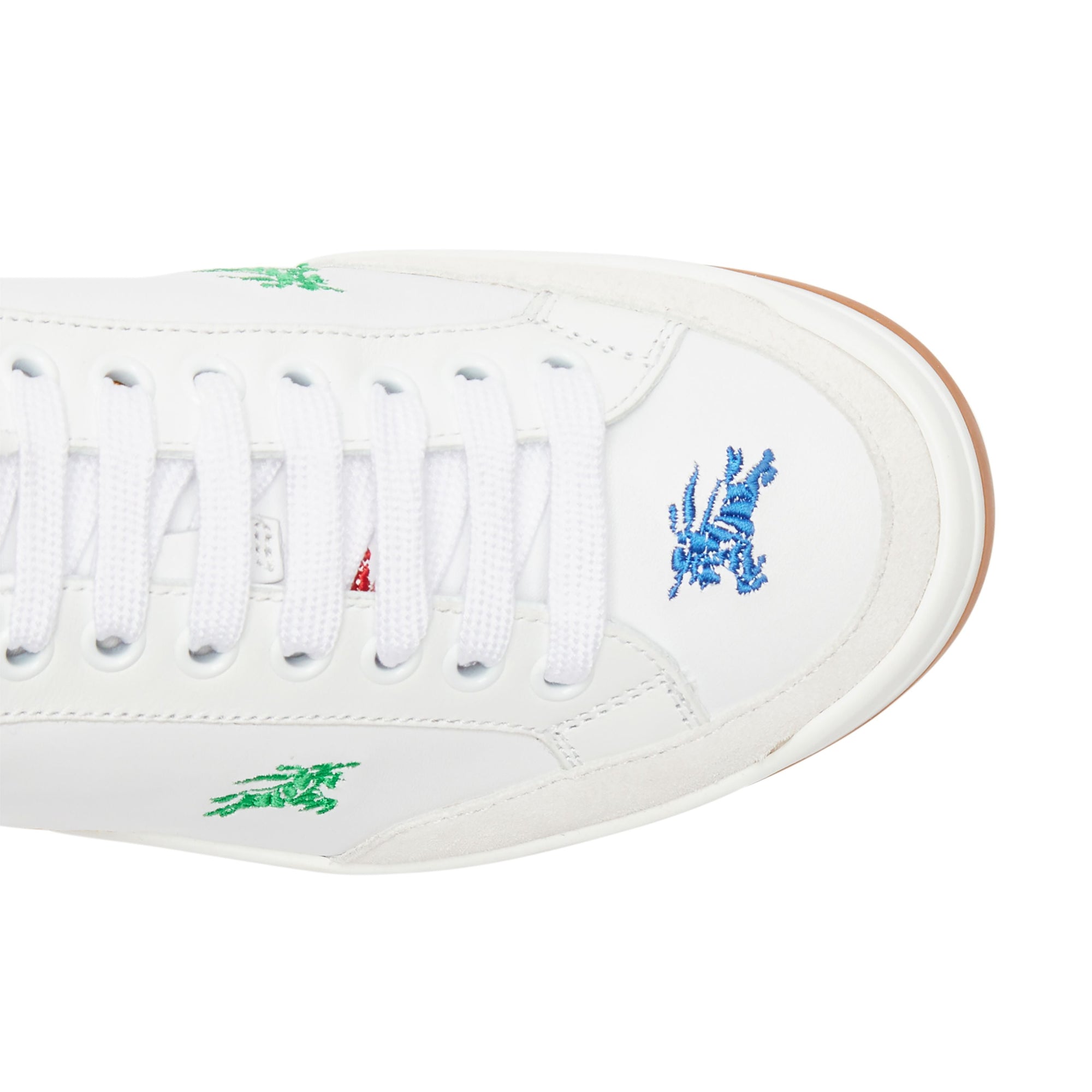 Sneakers en cuir avec emblème du Cavalier brodé - Optic White & Multicolour