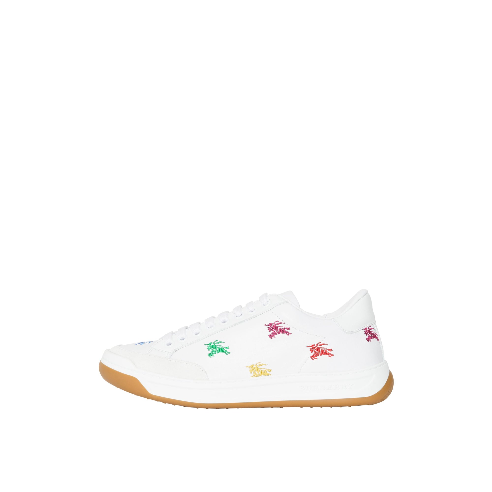 Sneakers en cuir avec emblème du Cavalier brodé - Optic White & Multicolour