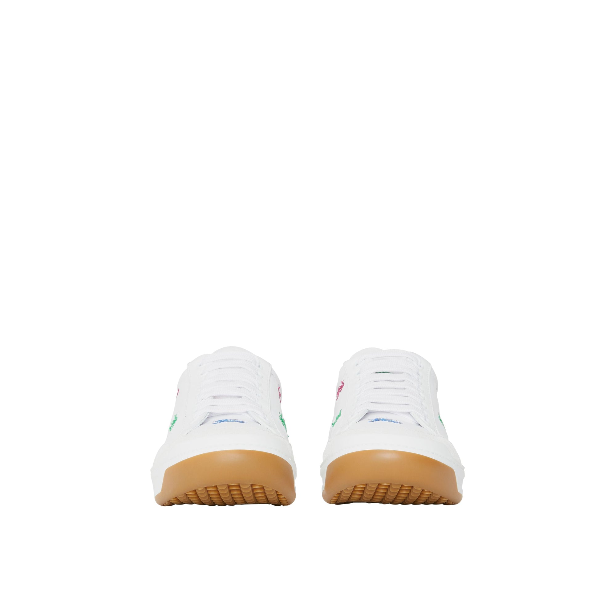 Sneakers en cuir avec emblème du Cavalier brodé - Optic White & Multicolour