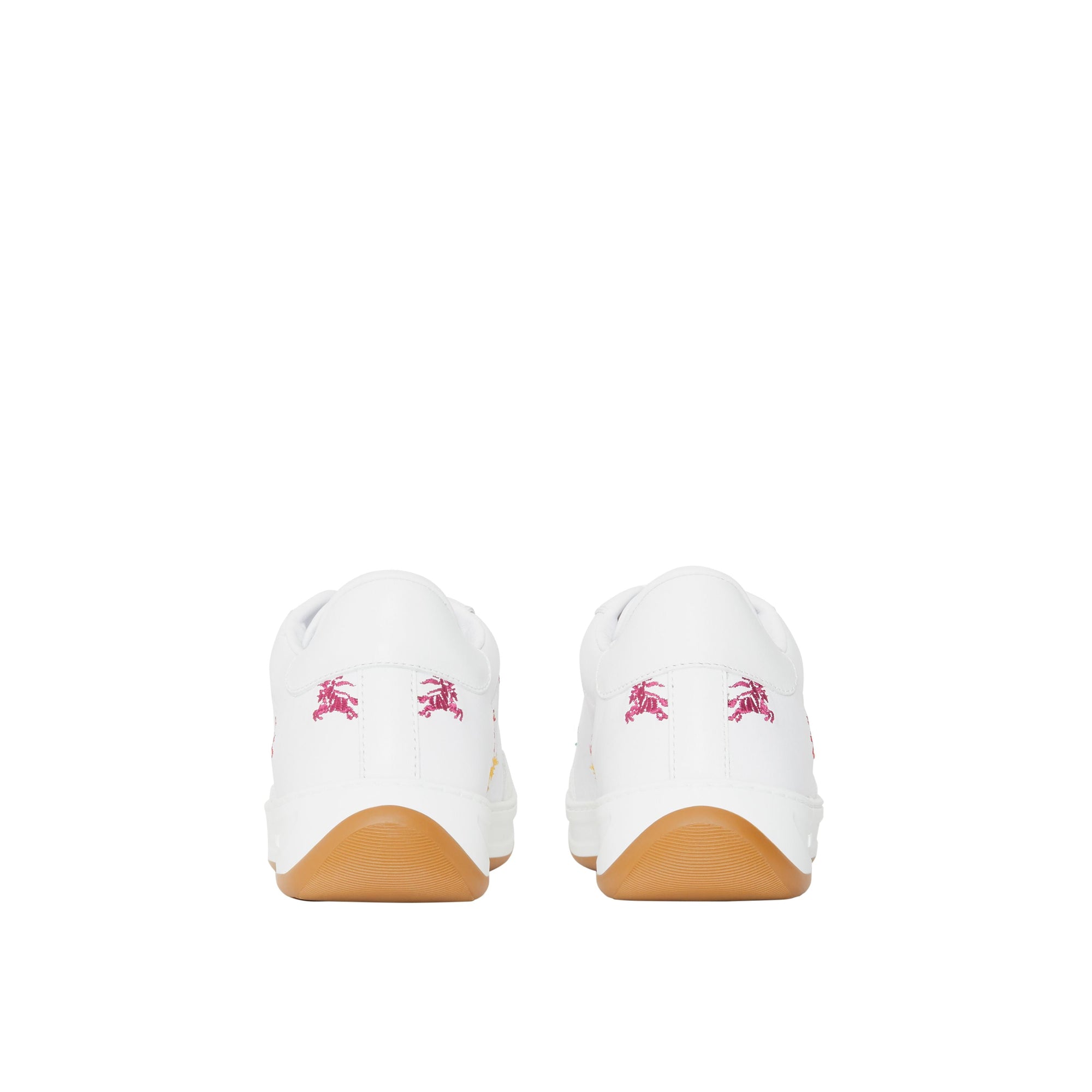 Sneakers en cuir avec emblème du Cavalier brodé - Optic White & Multicolour