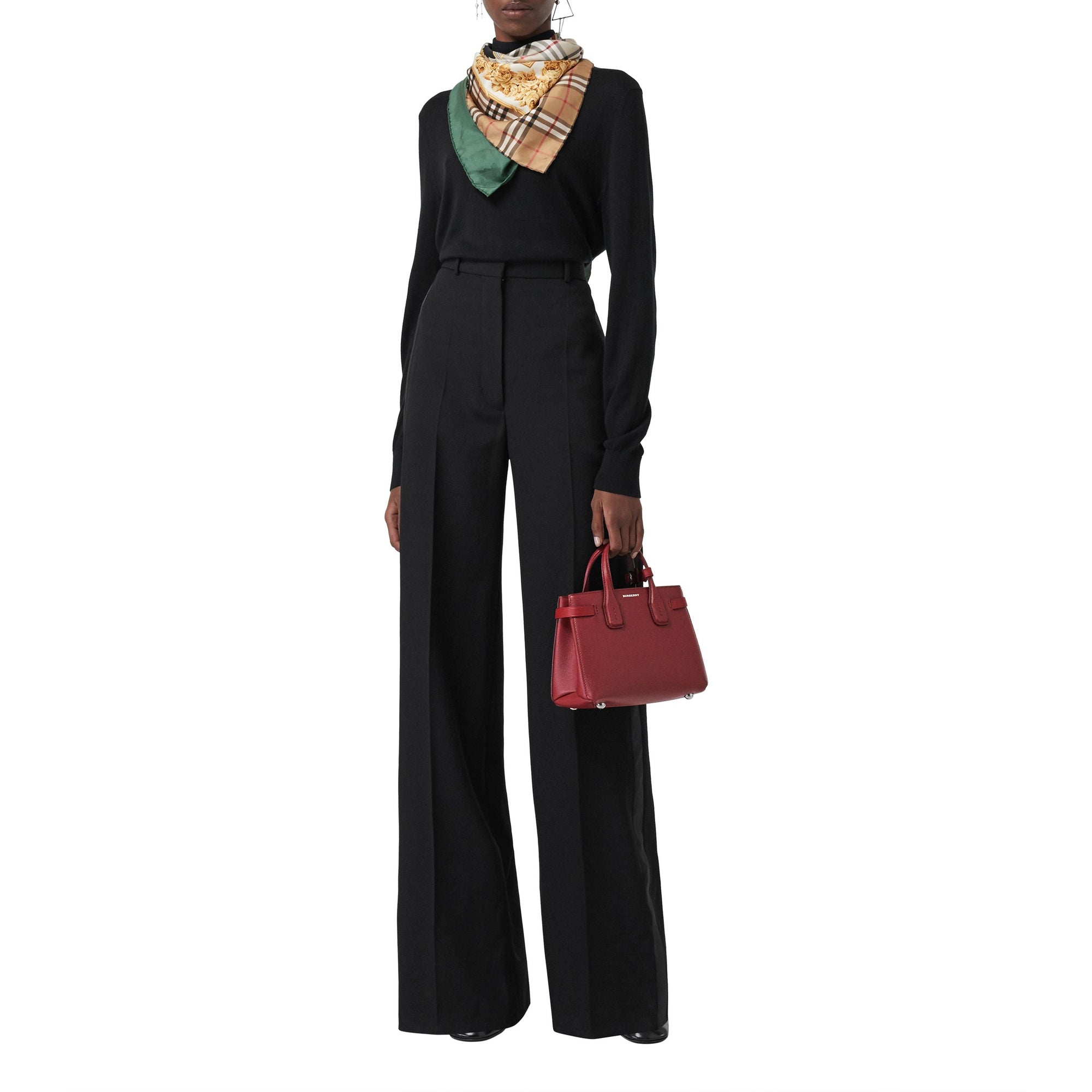 Sac The Baby Banner en cuir et Vintage check - Crimson